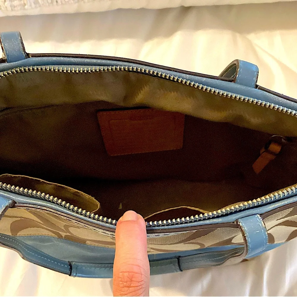 Coach Shoulder Bag, Brown/Blue, Zip Closure - Picture 6 of 6